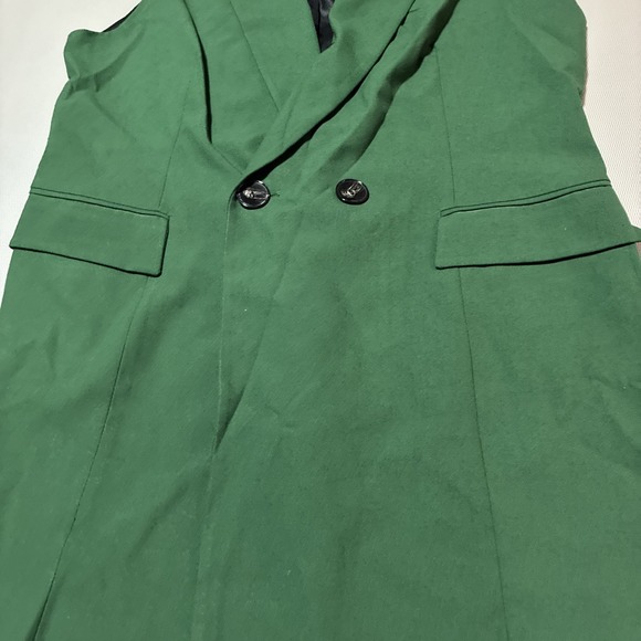 Zara Two Buttoned Dark Green Sleeveless Blazer Jacket Vest | Size XL | NWT - Picture 3 of 6
